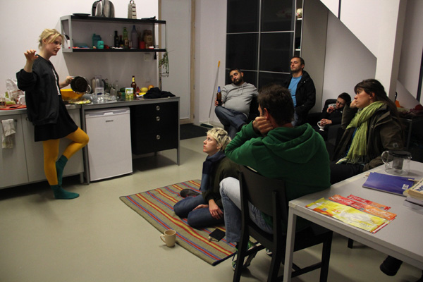 Artist in Residence Marika Troili presenting new work in her studio whilst making an apple cake